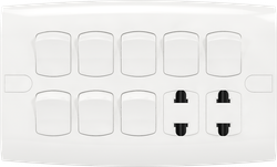 10A 250V 8 Switch with Double 2 Pin Socket
