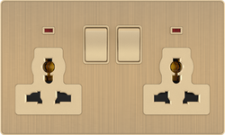 Double 13A 250V Multi. Socket with 2 Switch with 2 Neon
