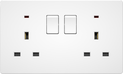 Double 13A 250V 3 Pin Socket with 2 Switch with 2 Neon