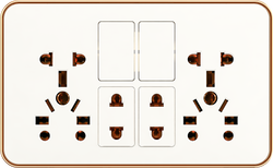 15A 250V~ Double 5 in 1 socket with 2 switch 2 socket
