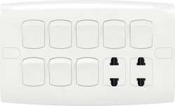 10A 250V 8 Switch with Double 2 Pin Socket