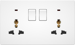 Double 13A 250V Multi. Socket with 2 Switch with 2 Neon