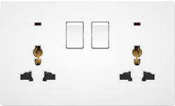 Double 13A 250V Multi. Socket with 2 Switch with 2 Neon