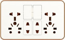 15A 250V~ Double 5 in 1 socket with 2 switch 2 socket