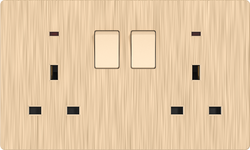 Double 13A 250V 3 Pin Socket with 2 Switch with 2 Neon