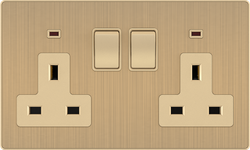 Double 13A 250V 3 Pin Socket with 2 Switch with 2 Neon