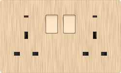 Double 13A 250V 3 Pin Socket with 2 Switch with 2 Neon