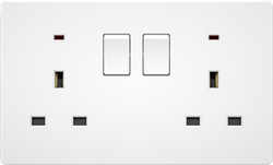 Double 13A 250V 3 Pin Socket with 2 Switch with 2 Neon
