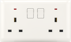 Double 13A 250V 3 pin socket with switch(neon)