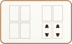 16A 250V~ 6 switch with 2 socket